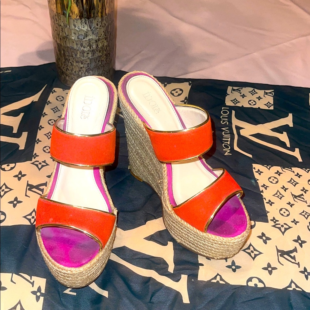 Women's Orange Wedge Sandals